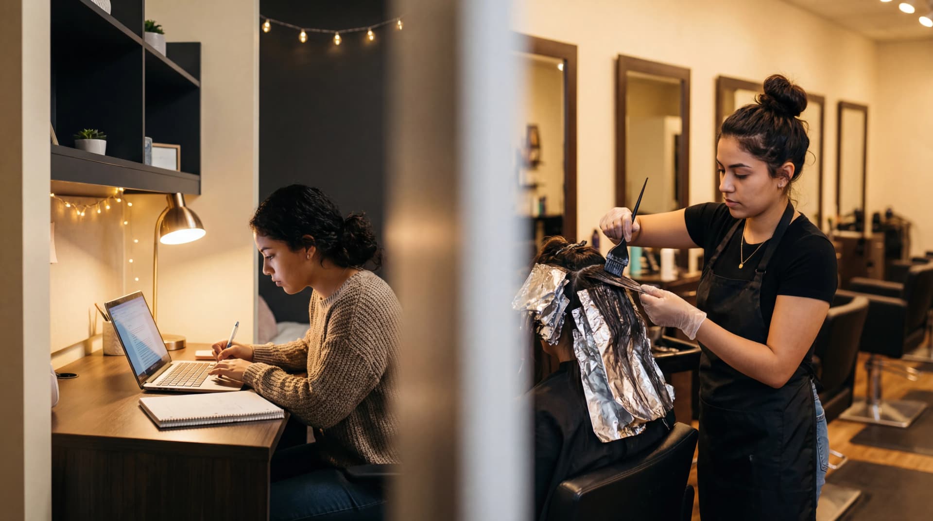 ICBAS hybrid format — student learning online and in salon